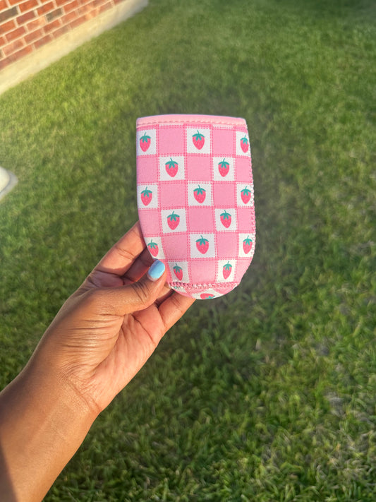 Checkered Berries Tall Can Coozie