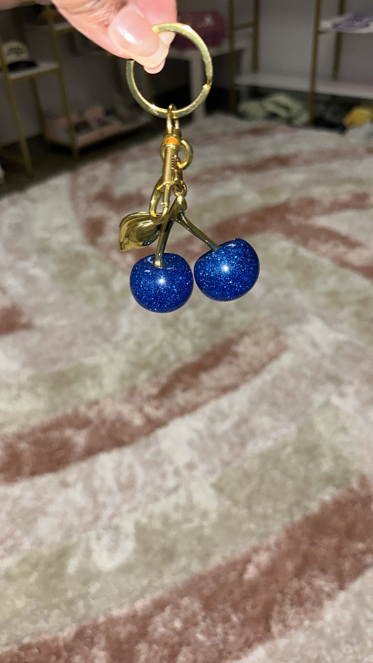 Cherry Keychain- Blue